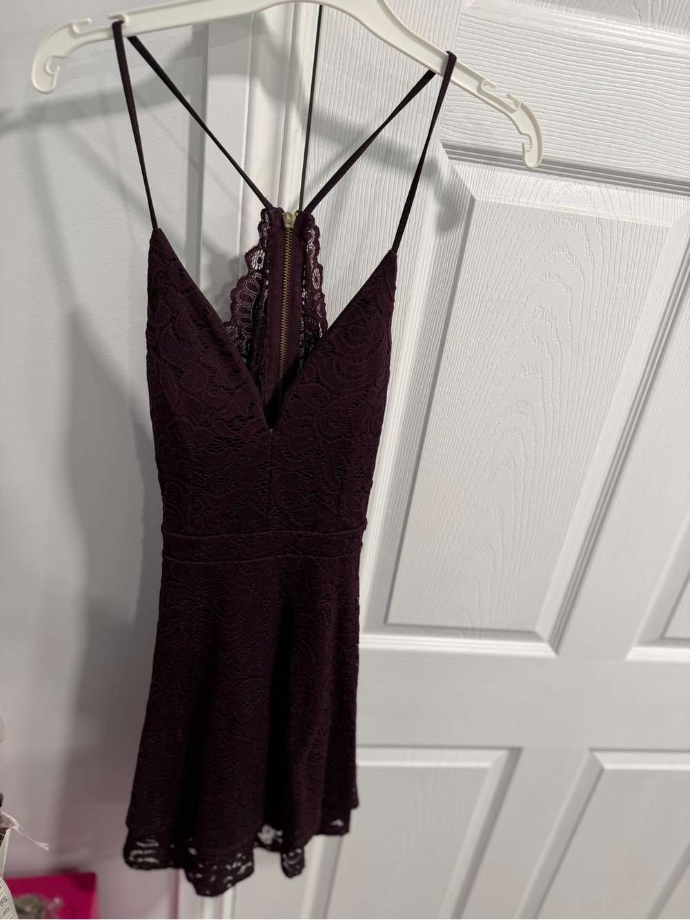 Eclipse Lace Mini Dress in Deep Plum